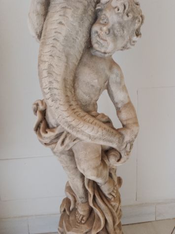 Coppia Vasi Sculture a rilievo Angioletti Puttini Artigianato Italy con Luci - Foto 5