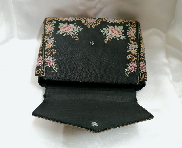 AUTENTICA BORSETTA DA SERA A PICCOLO PUNTO ORIGINALE VINTAGE 1950 CIRCA. - Foto 3