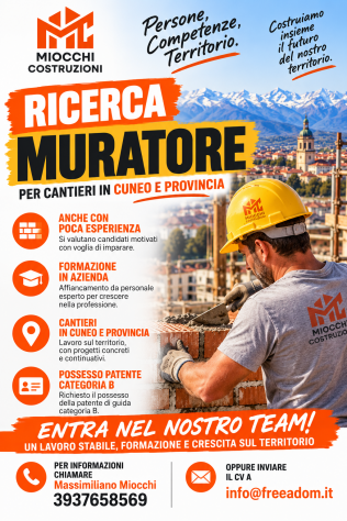 Cercasi muratore su Cuneo