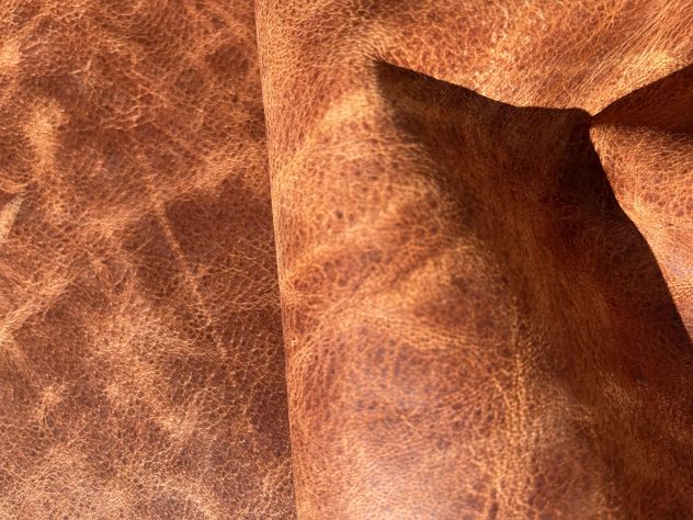 Pellame crazy horse a vegetale bottalato cognac - Foto 7