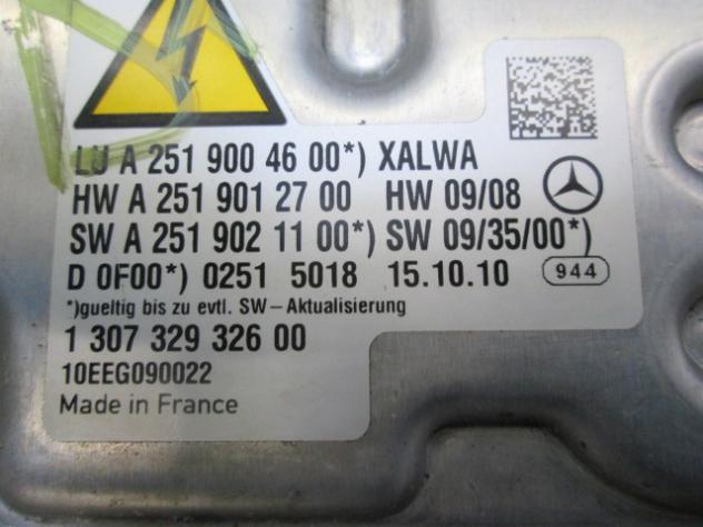 A2519004600 CENTRALINA FARO XENO LATO DESTRO MERCEDES CLASSE R 350 V251 3.0 D 4X4 195KW AUT 5P (2011) RICAMBIO USATO A2519012700 A2519021100 - Foto 2