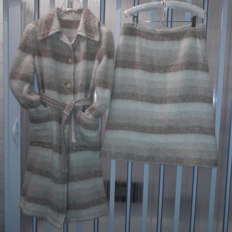 Completo Tailleur Donna Vintage originale anni 60 Cappotto e Gonna Lana Mohair - Foto 2