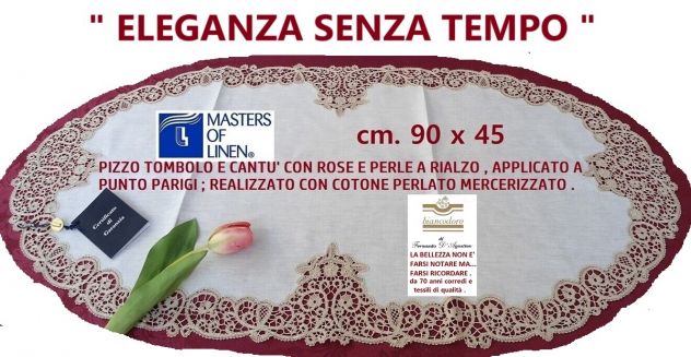 Complementi arredo unici da collezione corsie fasce runner lino ricamo a mano - Foto 5