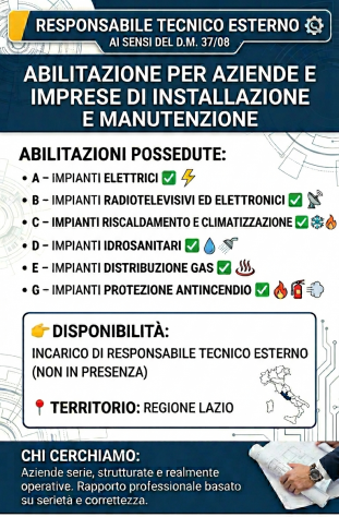 Responsabile Tecnico impianti D.M. 37/08