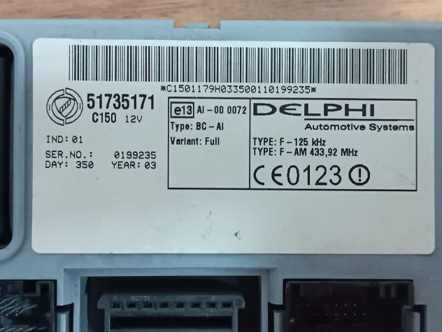 Centralina body computer Fiat punto/ Lancia Ypsilon 51735171 / 51715561 - Foto 2