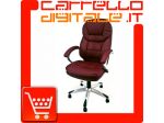 POLTRONA UFFICIO ERGONOMICA GIREVOLE IN ECOPELLE BORDEAUX - DIREZIONALE MOD …