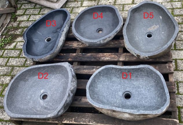 Lavabo lavandino da appoggio in pietra sasso di fiume 4 - Foto 9