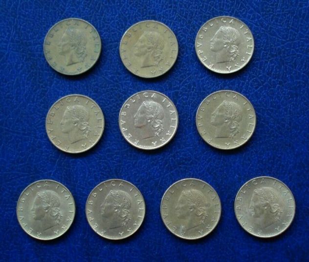 LOTTO371- ITALIA REPUBBLICA 20 LIRE 10 MONETE VEDI FOTO E DESCRIZIONE - Foto 2