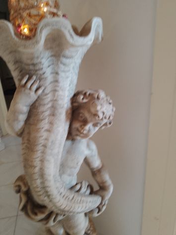 Coppia Vasi Sculture a rilievo Angioletti Puttini Artigianato Italy con Luci - Foto 6