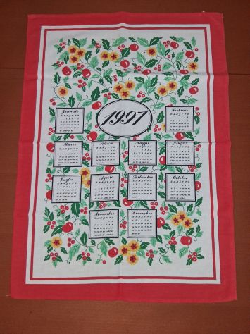 4 Strofinacci Canovacci Cucina Vintage Calendari 1990 1992 1997 2007 Natale - Foto 2