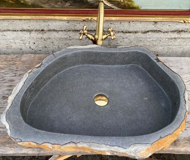 Grande lavabo lavandino bagno in pietra basalto - Foto 7