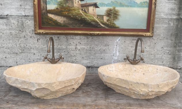 Lavabo lavandino da appoggio in pietra beige 1 - Foto 2