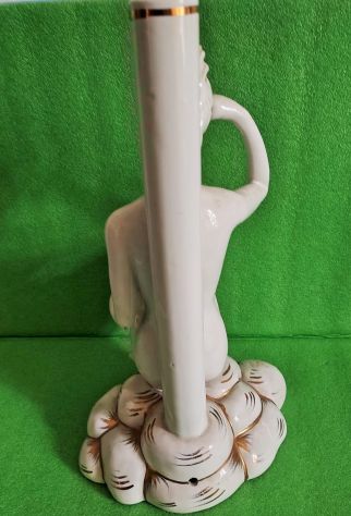 Scultura Lampada Art Dèco in Ceramica Bianca - Nudo di Donna - Foto 3