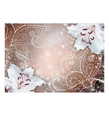 Fotomurale Adesivo Orientale Floreale Beige Arredalacasa - Foto 2