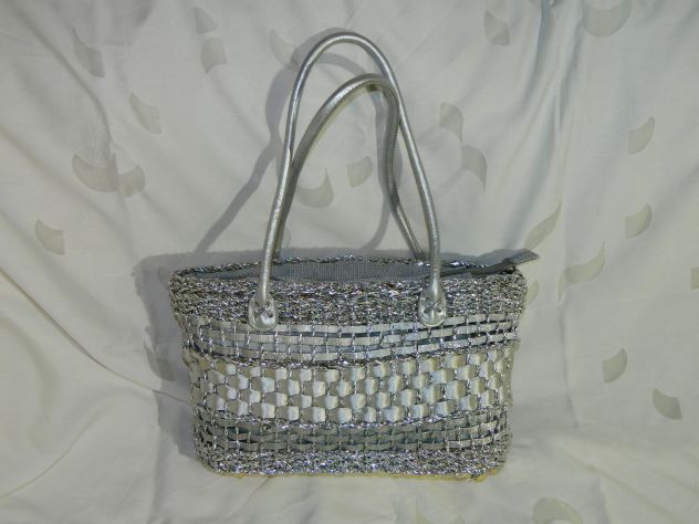 Borsa cestello argentata - Foto 2