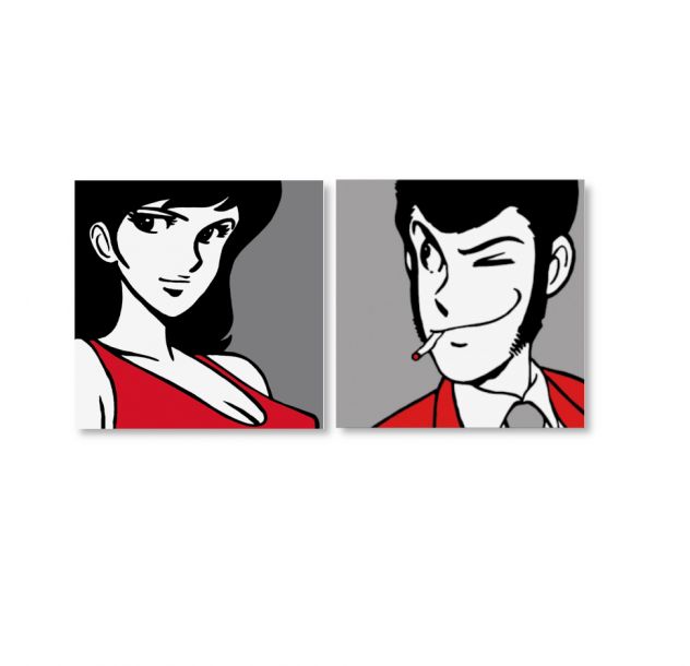 Set Quadro Margot Lupin dipinto a mano pop art - Foto 2