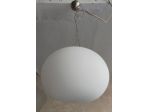 Lampadario a Globo Ovale in Vetro Bianco Opaline