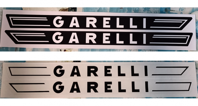 Coppia adesivi serbatoio Garelli Vip 1 2 3 4 Supervip bianco nero trasparente GR