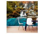 Fotomurale Adesivo Con Buddha Nella Cascata Blu Arredalacasa