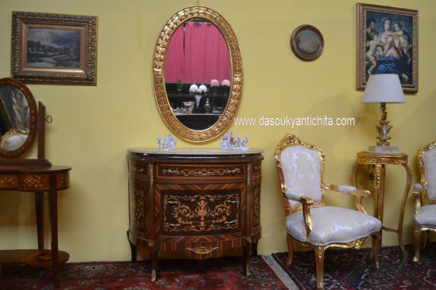 Specchio ovale dorato con intagli a foglie - Foto 4