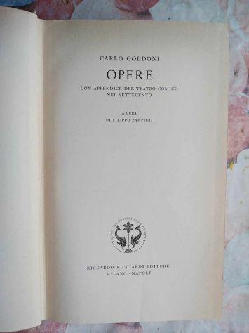 Carlo GOLDONI Opere e teatro comico Settecento - 1954 Ricciardi editore - Foto 2