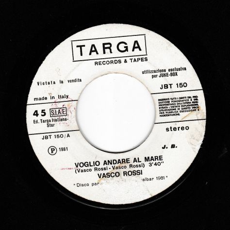 VASCO ROSSI - Voglio Andare al Mare - 7'' / 45 giri Promo Juke-Box 1981 Targa