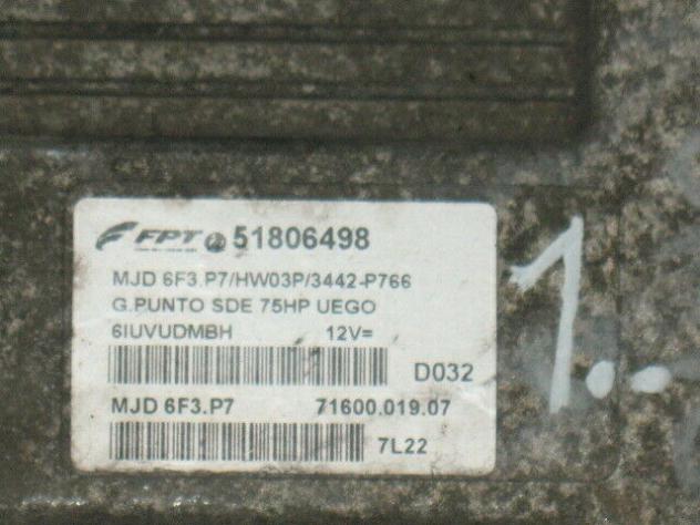 51806498 ECU FIAT GRANDE PUNTO 1.3 JTD 6F3.P7 HW03P 51806498 - Foto 2