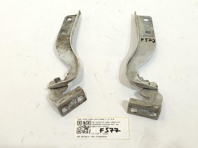 CERNIERE COFANO ANTERIORE DX E SX FIAT Ducato 5° Serie 1342114080 1342115080 F1AE0481D (0614) - Foto 2