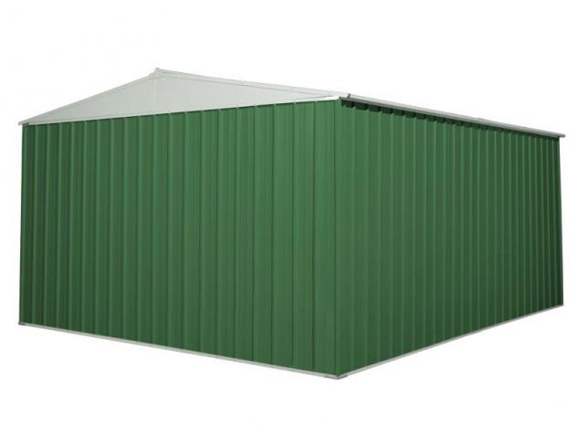 Box prefabbricato, casetta da giardino in lamiera zincata. Capanno deposito attrezzi in Acciaio Zincato 3.60 x 4.30 m x h2.10 m - 185 KG - 15,48 metri - Foto 4