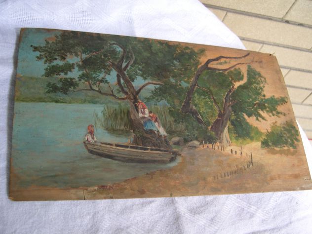 Antico quadro dell'800, dipinto ad olio su tavoletta dell’800 - Foto 9