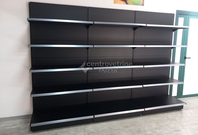 SCAFFALE IN FERRO NERO DA 303 CON PIANO BASE 50 E PIANI DA 40