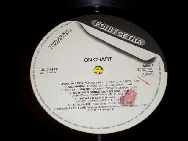 ON CHART - Whitney Houston, Billy Idol, Chris Rea - LP / 33 giri 1987 Italy - Foto 3