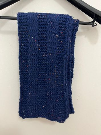 Sciarpa Artigianale - 246x17 cm - Blu Scuro - 100% Pura Lana - Hand Made