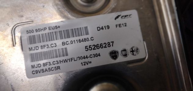 Ecu centralina nemo fiat 500 1.3 95 cv 55266287 mjd 8f3.c3 hw1fl - Foto 7