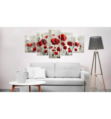 Quadro Con Fiori Rossi Cm.100x50 O 200x100 Su Vetro Acrilico - Foto 2