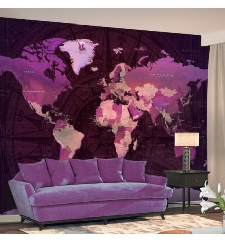 Fotomurale Adesivo Mappamondo Viola E Rosa Arredalacasa
