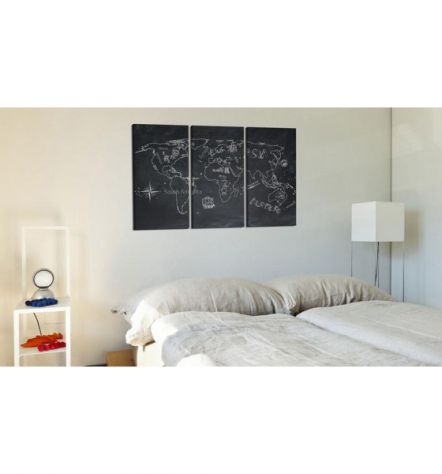 Quadro Di Sughero Globo Nero In 3 Parti Arredalacasa - Foto 2