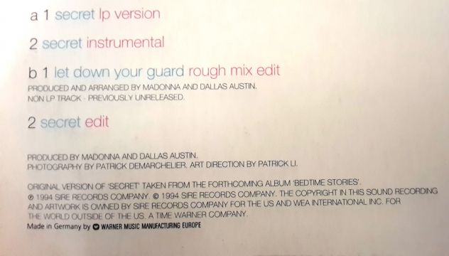 madonna, secret, LP Vinyl 1994 Sire Records Company, Made in Germany. - Foto 8