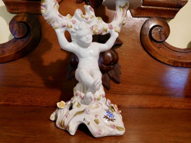 Candelabro antico in ceramica di Bassano decorata a mano - Foto 3