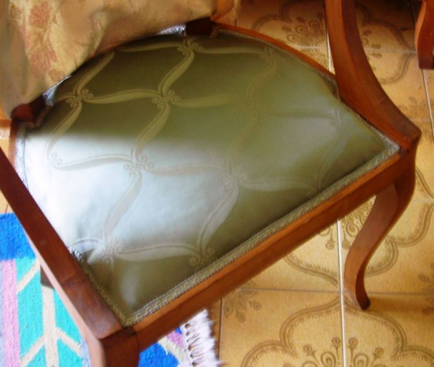 COPPIA POLTRONCINE IN STILE LEGNO MASSELLO IMBOTTITE - Foto 2