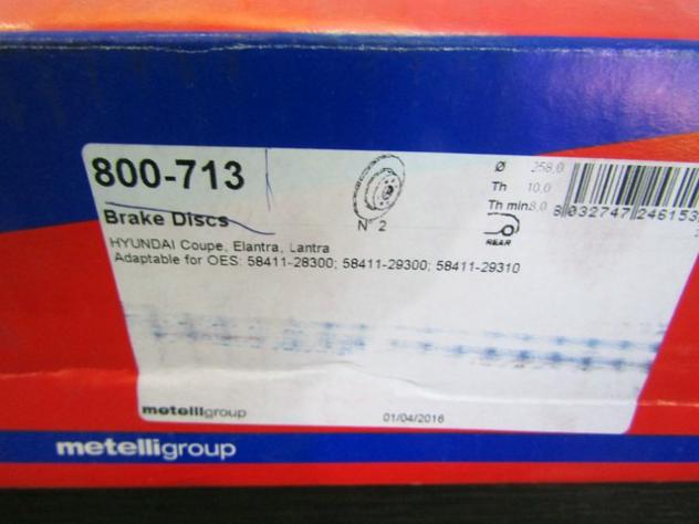 800-713 COPPIA DISCHI FRENO POSTERIORI CIFAM HYUNDAI COUPE 2.0 16V 102 KW RICAMBIO NUOVO - Foto 4