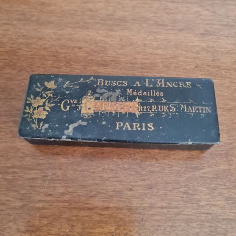 Antica scatola porta pennini scrittura  ,  francese vintage in  legno laccata ne - Foto 3