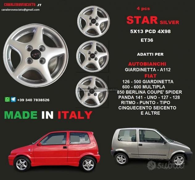 CERCHI STAR SILVER 5X13 et36 4x98 Autobianchi FIAT