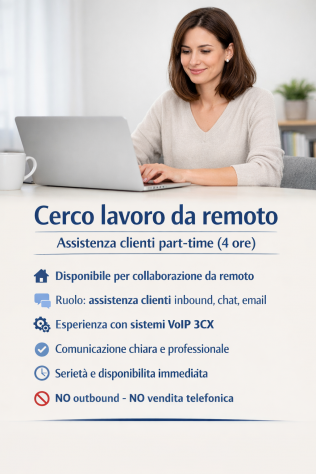 Cerco lavoro da remoto – Assistenza clienti part time