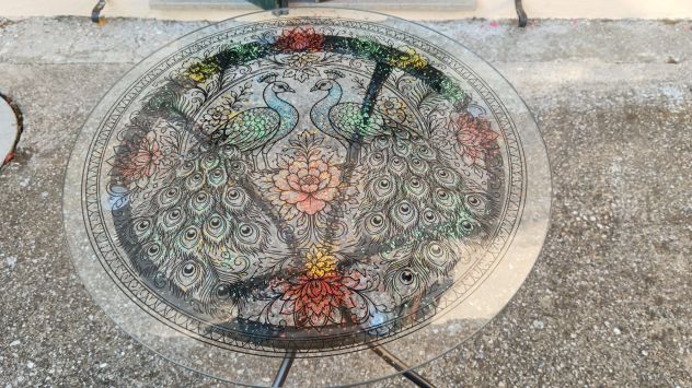 Tavolino in vetro decorato - Foto 7