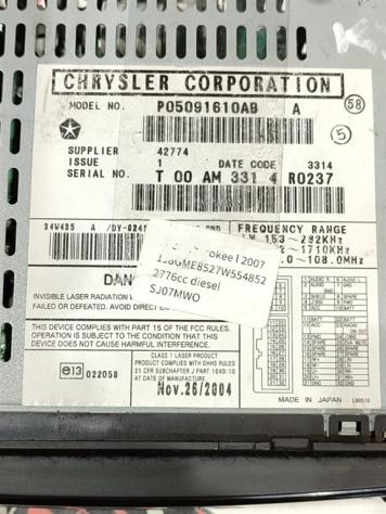 AUTORADIO JEEP Cherokee 4° Serie P05091610AB (0508) - Foto 4