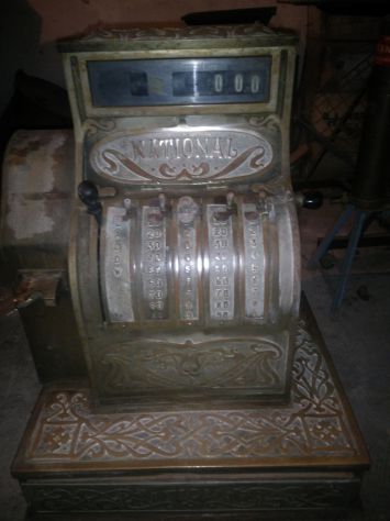 Rarissimo Registratore di cassa National in ottone, da collezione - Foto 10