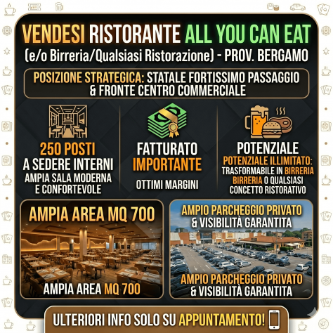 Ristorante Sushi di mq 700 in zona Commerciale - rif. RIST62