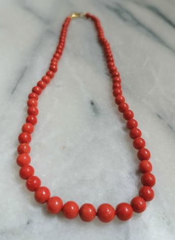 COLLANA SCALARE IN AUTENTICO CORALLO ROSSO MEDITERRANEO CHIUSURA ARGENTO. - Foto 6