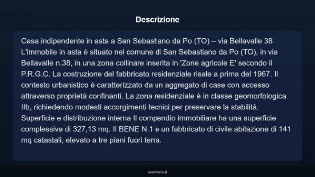 Immobile in asta di 327 m² con più di 5 locali e box auto in vendita a San Sebastiano da Po - Foto 3